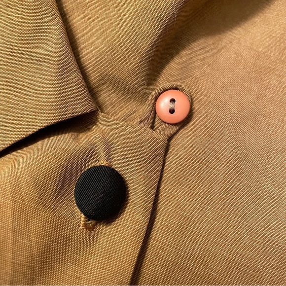 Vintage 1980s tan office midi dress in size medium - Picture 8 of 15